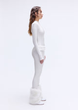 White Maxi Fur Belt Tights