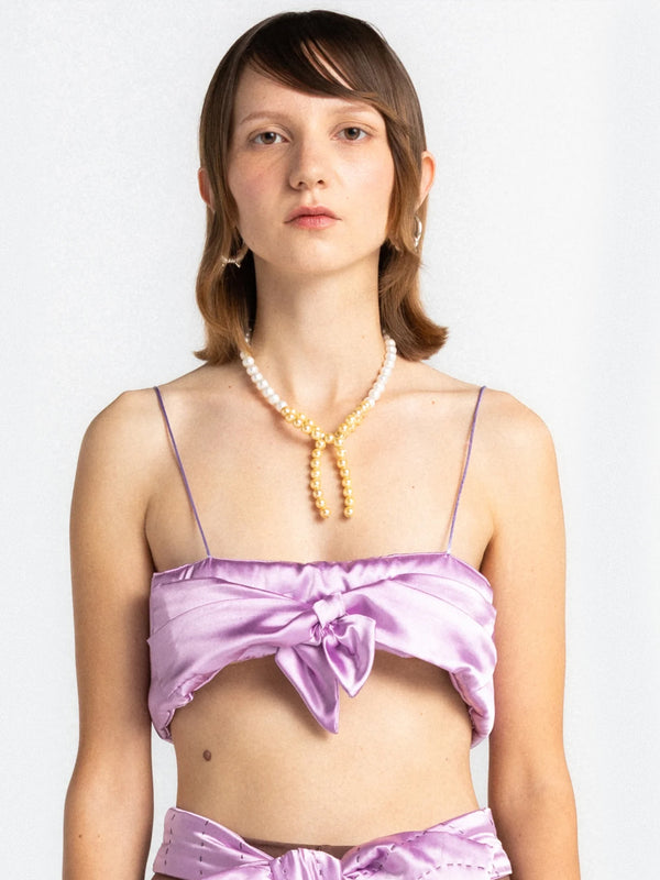 Lilac Bow Yorgan Bra