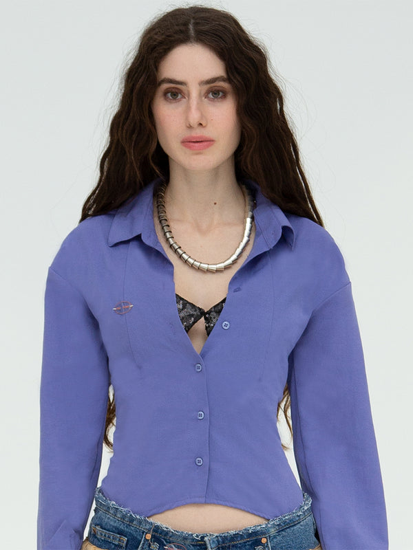 OYSTER BRA DETAILED PURPLE SHIRT