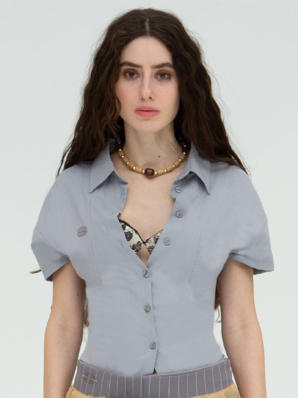 OYSTER BRA DETAILED GRAY SHIRT