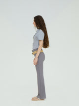 LEATHER BELT DETAILED GRAY PANTS