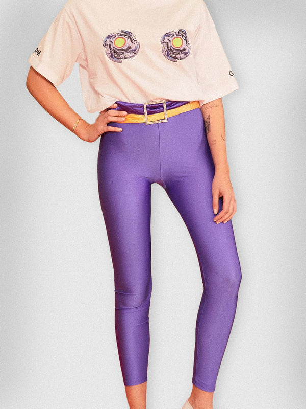 PURPLE MIDI YORGAN/DIAMOND BELT TIGHTS