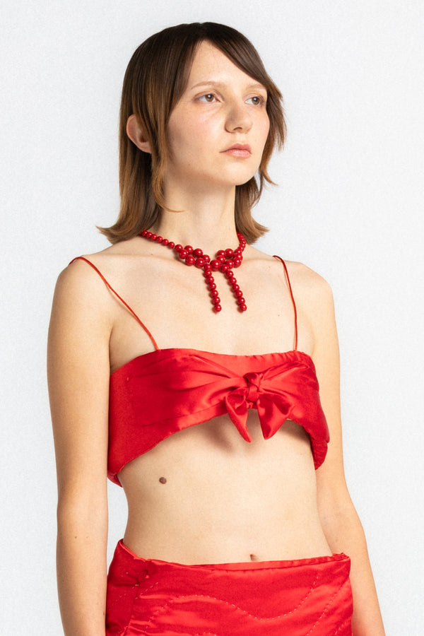 Red Bow Yorgan Bra