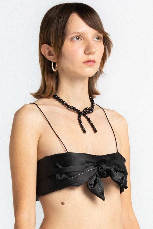 Black Bow Yorgan Bra