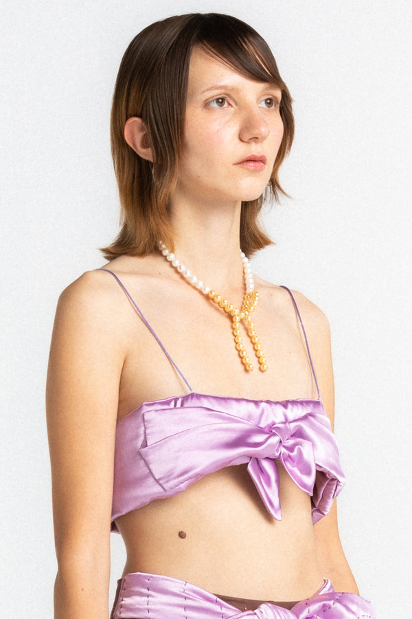 Lilac Bow Yorgan Bra