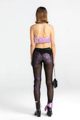 Black Nude Dissolved Lilac Bow Tights