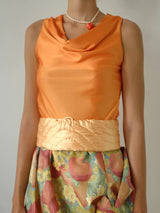 DRAPED NECK ORANGE TOP