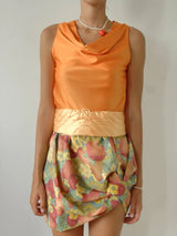 DRAPED NECK ORANGE TOP